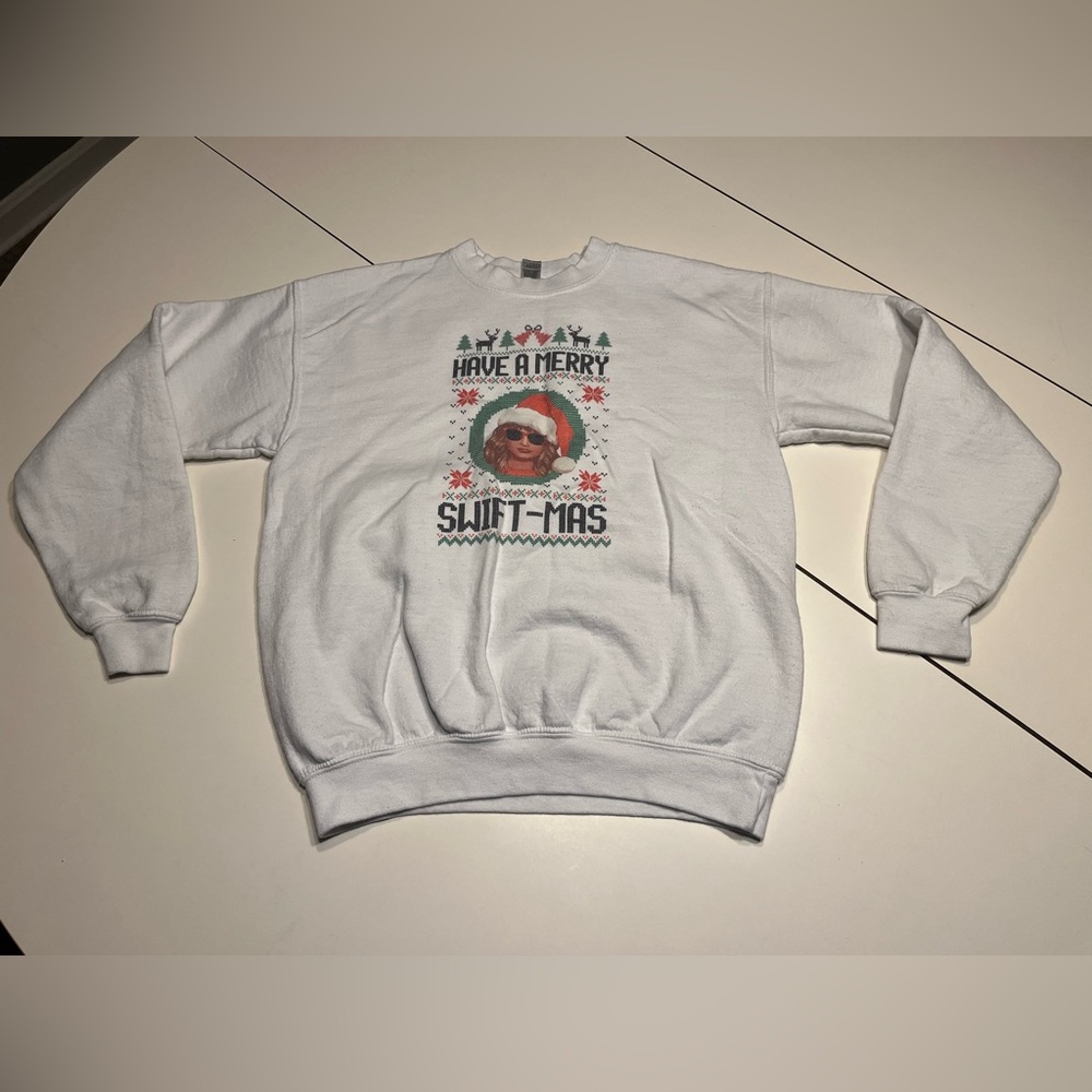 Taylor Swift kids large gildan reprint Have A Merry Swiftmas crewneck